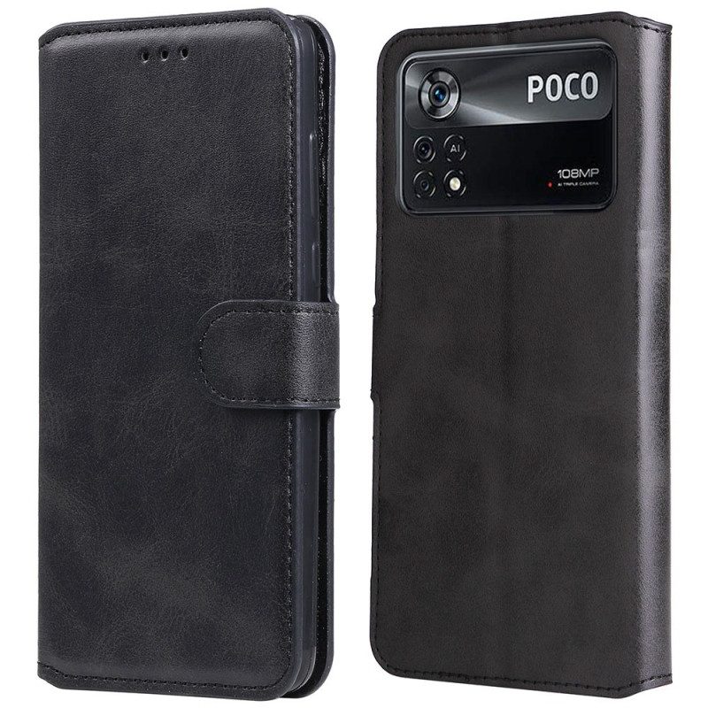 Leren Hoesje voor Poco X4 Pro 5G Klassiek Leereffect