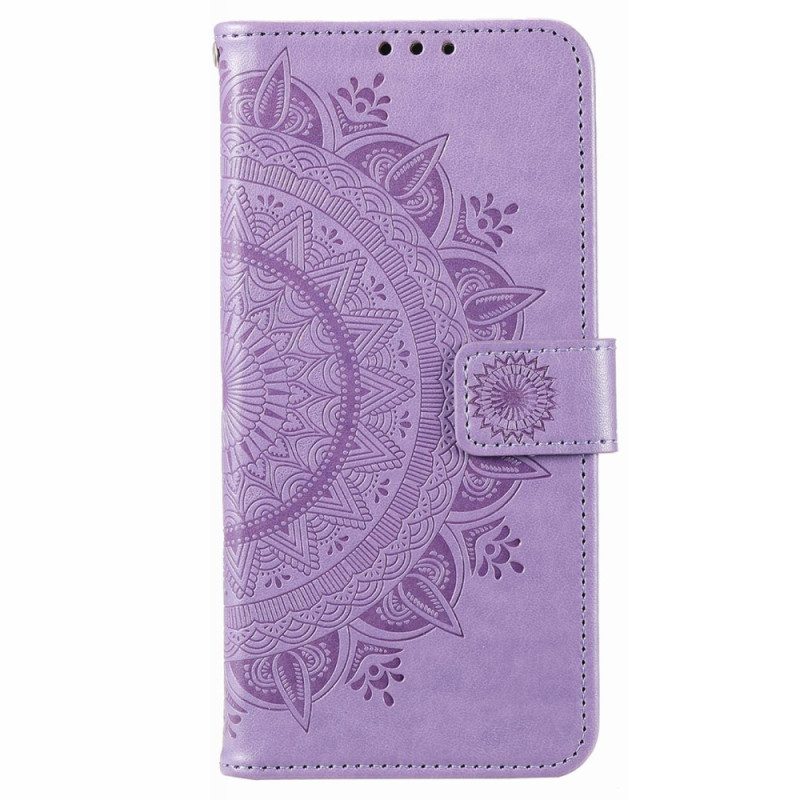 Leren Hoesje voor Poco X4 Pro 5G Mandala Zon Met Lanyard