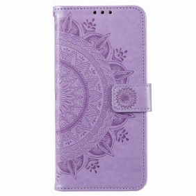 Leren Hoesje voor Poco X4 Pro 5G Mandala Zon Met Lanyard