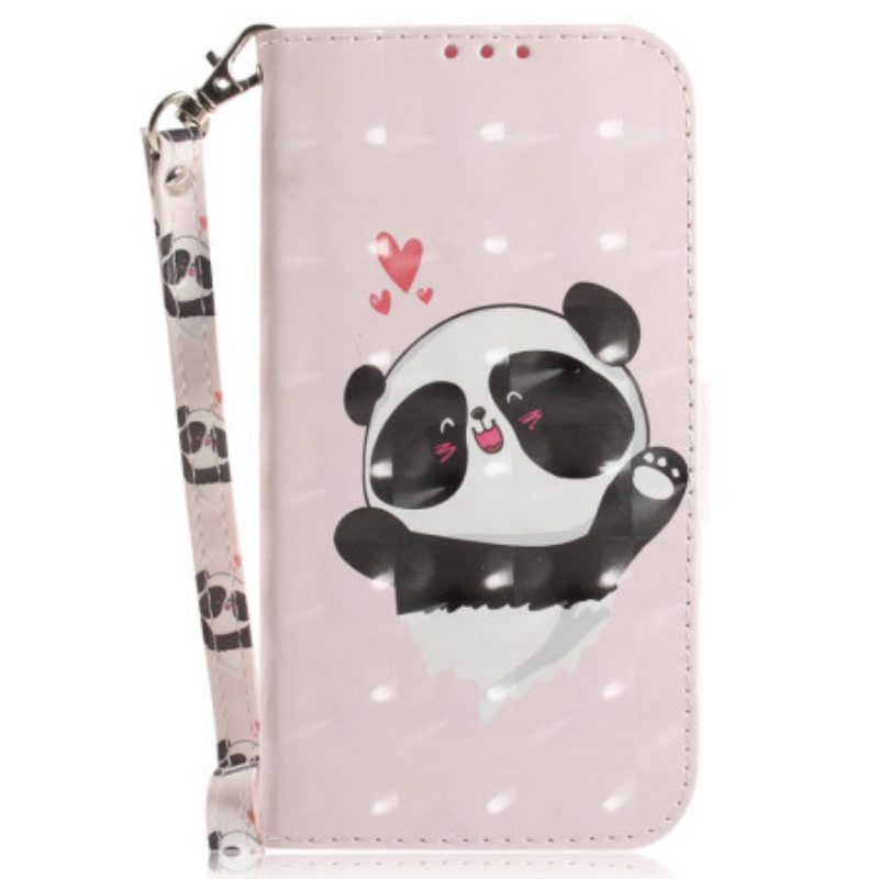 Leren Hoesje voor Poco X4 Pro 5G Met Ketting Kleine Panda Met Riem