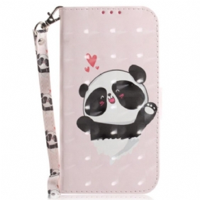 Leren Hoesje voor Poco X4 Pro 5G Met Ketting Kleine Panda Met Riem