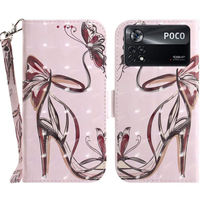 Leren Hoesje voor Poco X4 Pro 5G Met Ketting Pompoen Met Bandjes