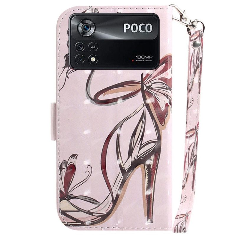 Leren Hoesje voor Poco X4 Pro 5G Met Ketting Pompoen Met Bandjes