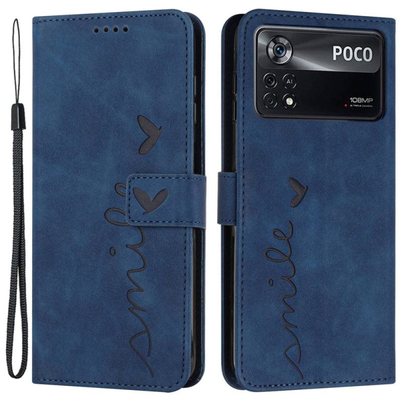 Leren Hoesje voor Poco X4 Pro 5G Met Ketting Strakke Glimlach