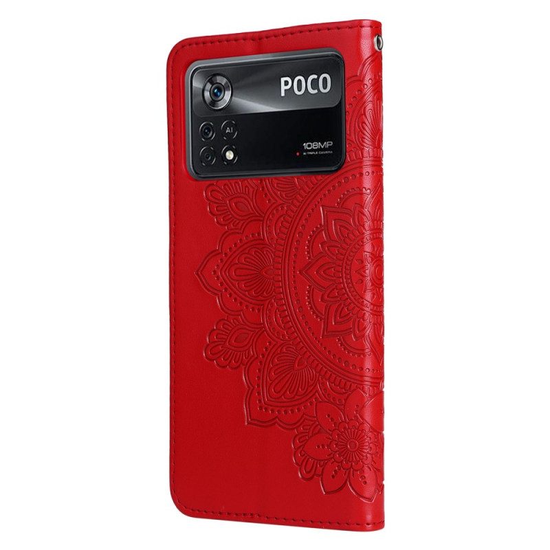 Leren Hoesje voor Poco X4 Pro 5G Met Ketting Strakke Mandala