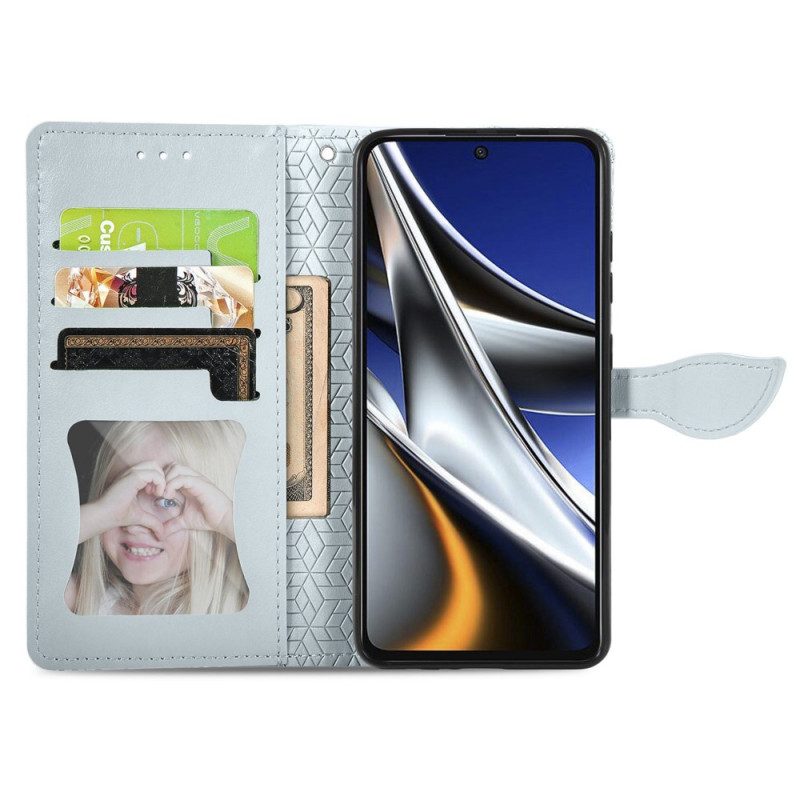 Leren Hoesje voor Poco X4 Pro 5G Stammen Bladeren