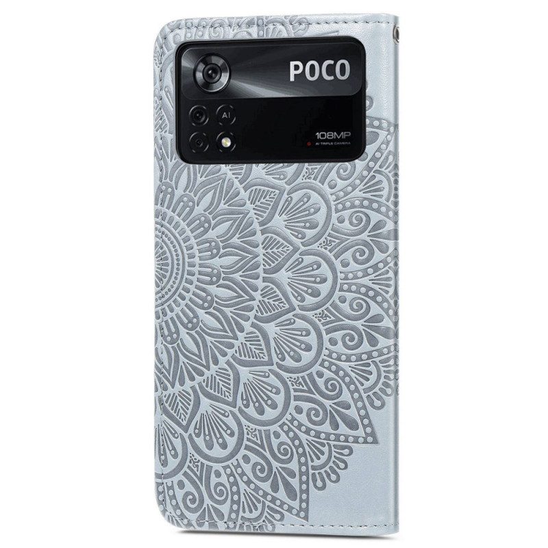 Leren Hoesje voor Poco X4 Pro 5G Stammen Bladeren