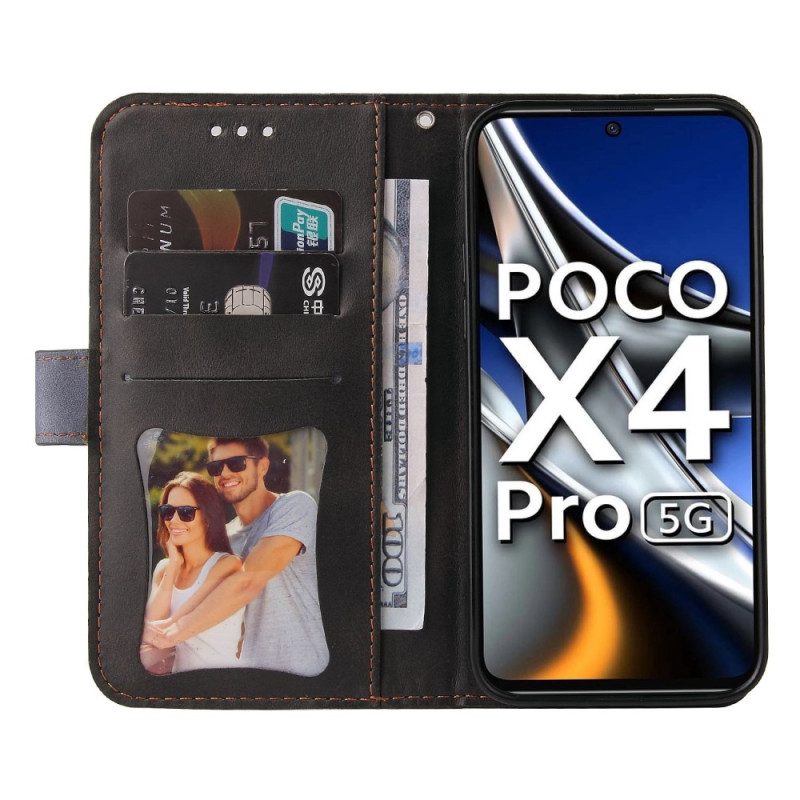 Leren Hoesje voor Poco X4 Pro 5G Tweekleurig Met Riem