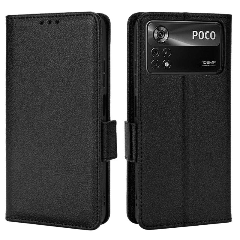 Leren Hoesje voor Poco X4 Pro 5G Ultra Fijn Lychee Kunstleer