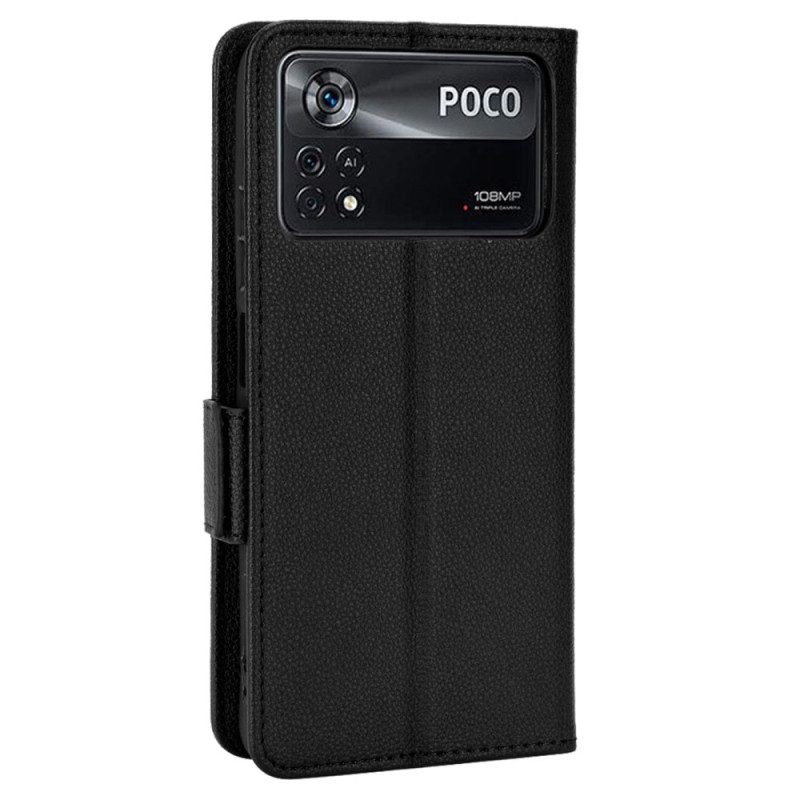 Leren Hoesje voor Poco X4 Pro 5G Ultra Fijn Lychee Kunstleer