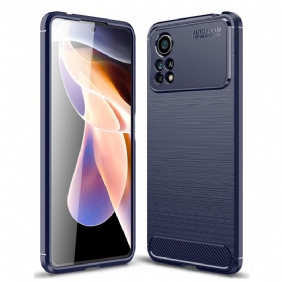 Telefoonhoesje voor Poco X4 Pro 5G Geborstelde Koolstofvezel