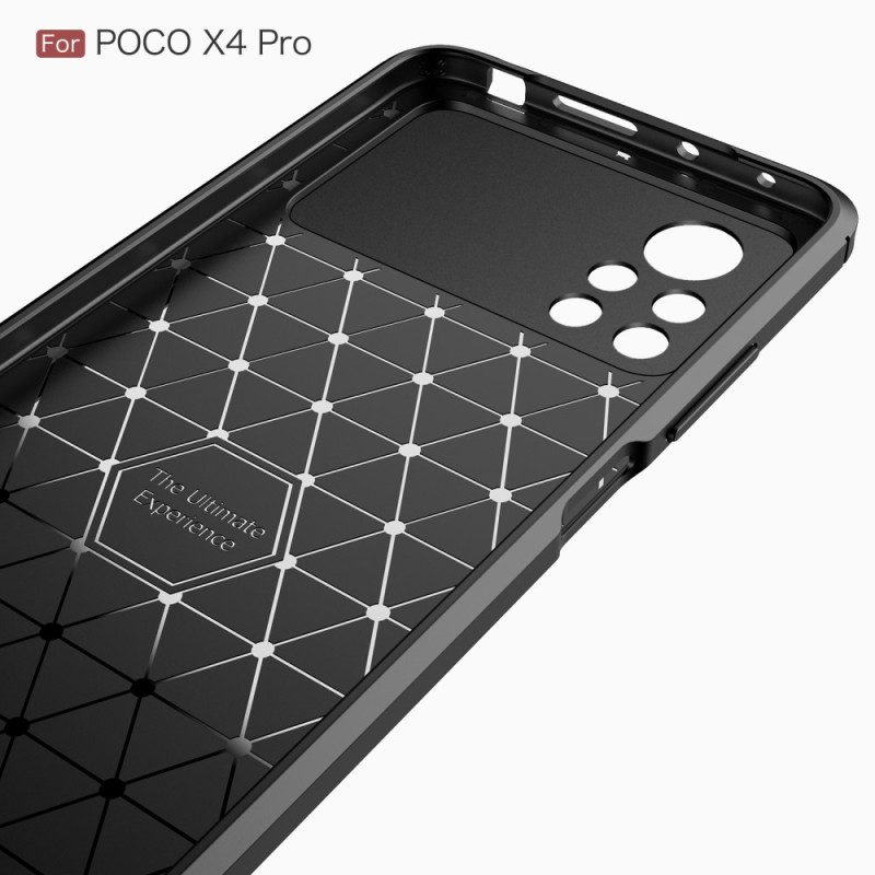 Telefoonhoesje voor Poco X4 Pro 5G Geborstelde Koolstofvezel