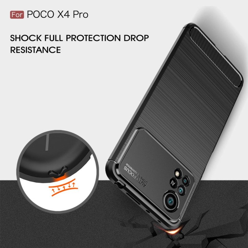 Telefoonhoesje voor Poco X4 Pro 5G Geborstelde Koolstofvezel