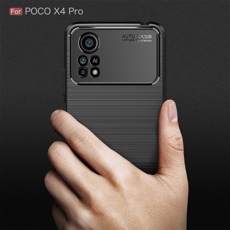 Telefoonhoesje voor Poco X4 Pro 5G Geborstelde Koolstofvezel