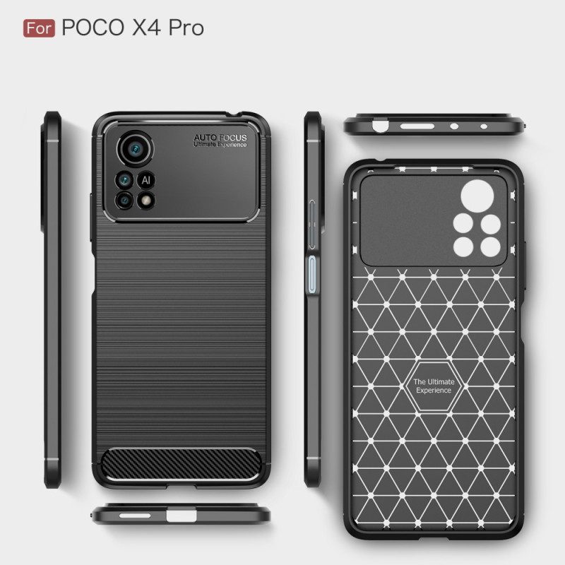 Telefoonhoesje voor Poco X4 Pro 5G Geborstelde Koolstofvezel