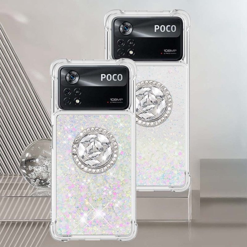 Telefoonhoesje voor Poco X4 Pro 5G Pailletten Met Ringsteun