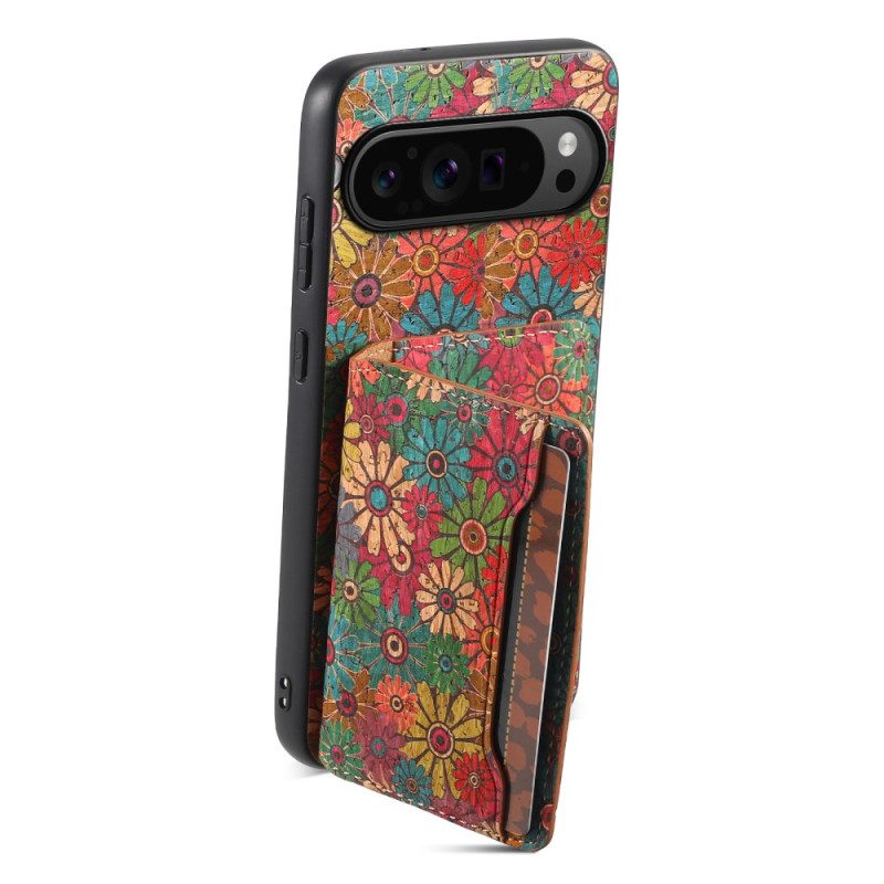 Cover Hoesje Google Pixel 9 Telefoonhoesje Kaarthouder Met Bloemen