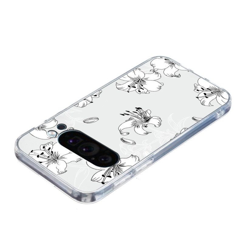 Cover Hoesje Google Pixel 9 Telefoonhoesje Witte Bloemen