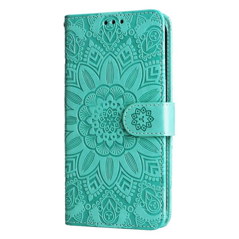 Leren Hoesje Google Pixel 9 Zonnebloempatroon Met Riempje