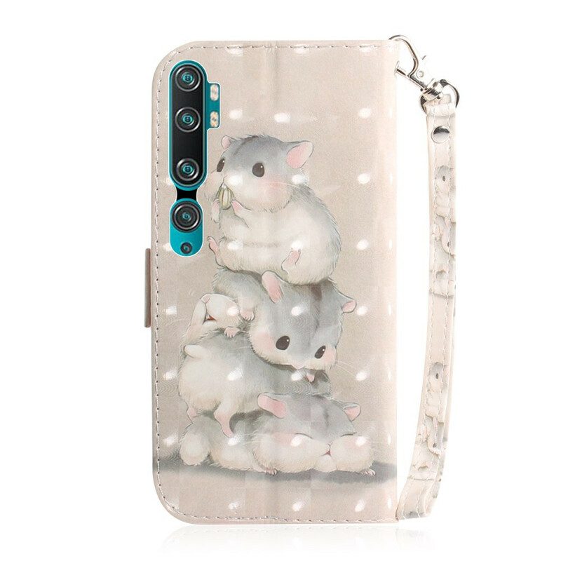 Flip Case voor Xiaomi Mi Note 10 / 10 Pro Met Ketting String Hamsters