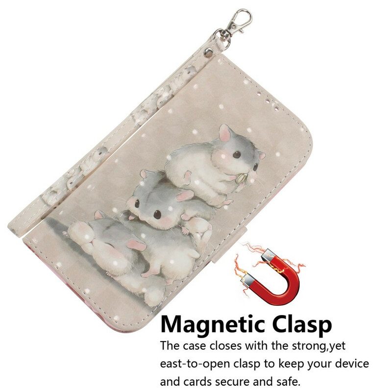 Flip Case voor Xiaomi Mi Note 10 / 10 Pro Met Ketting String Hamsters