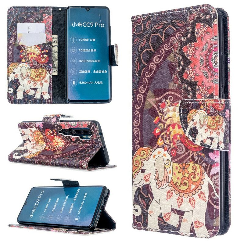 Folio-hoesje voor Xiaomi Mi Note 10 / 10 Pro Indische Olifanten