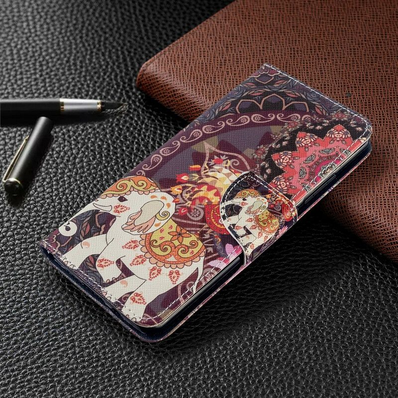 Folio-hoesje voor Xiaomi Mi Note 10 / 10 Pro Indische Olifanten