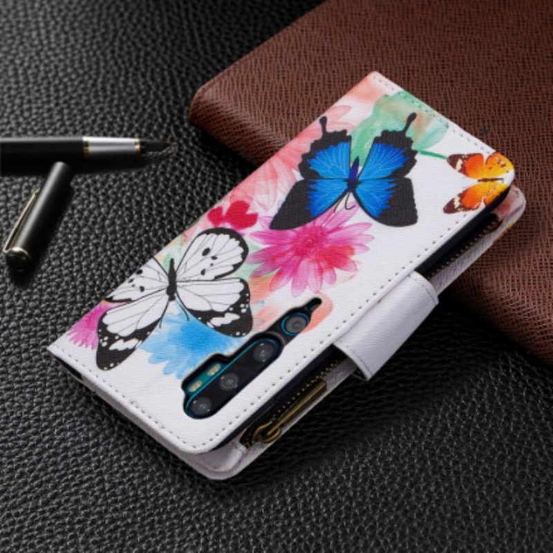 Folio-hoesje voor Xiaomi Mi Note 10 / 10 Pro Vlinders Zak Met Ritssluiting