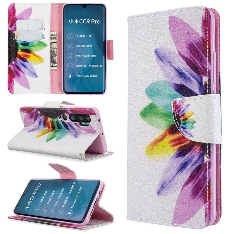 Folio-hoesje voor Xiaomi Mi Note 10 / 10 Pro Waterverf Bloem