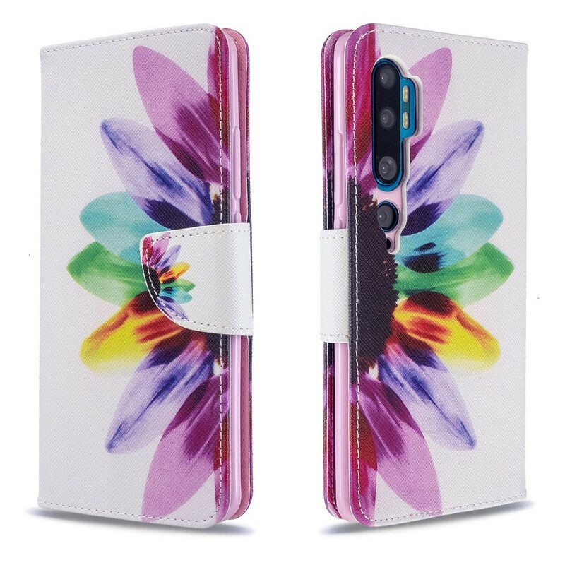 Folio-hoesje voor Xiaomi Mi Note 10 / 10 Pro Waterverf Bloem