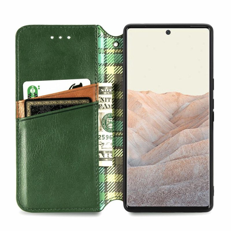 Bescherming Hoesje voor Google Pixel 6 Folio-hoesje Leereffect Diamanttextuur