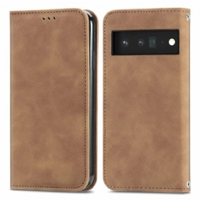 Bescherming Hoesje voor Google Pixel 6 Folio-hoesje Vintage Skin-touch-ontwerp