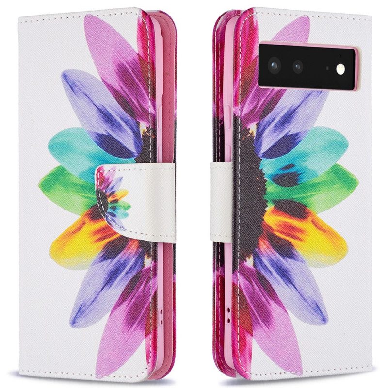 Bescherming Hoesje voor Google Pixel 6 Folio-hoesje Waterverf Bloem