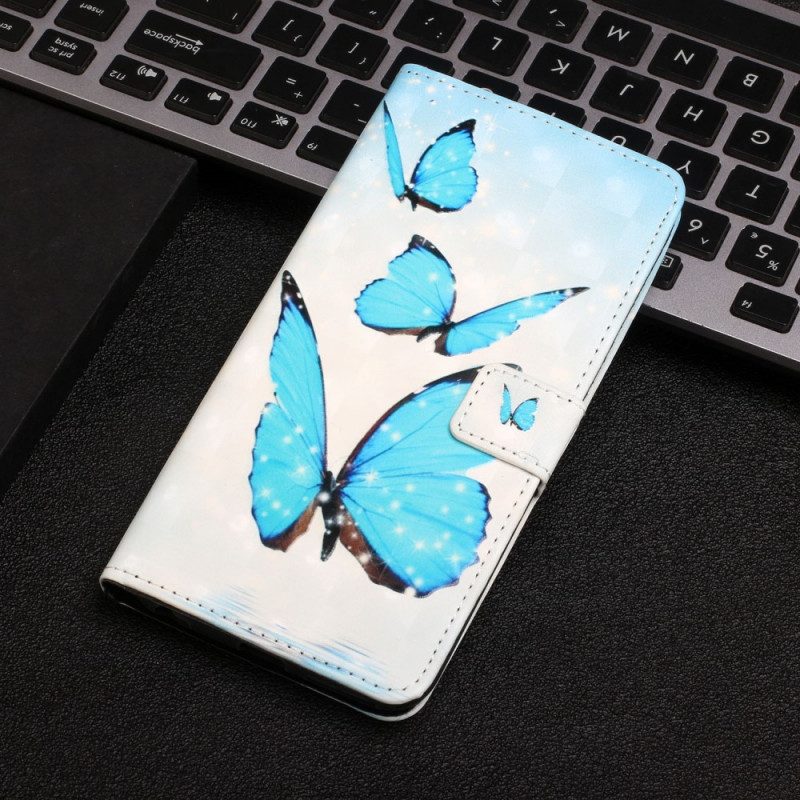 Flip Case voor Google Pixel 6 Vliegende Blauwe Vlinders