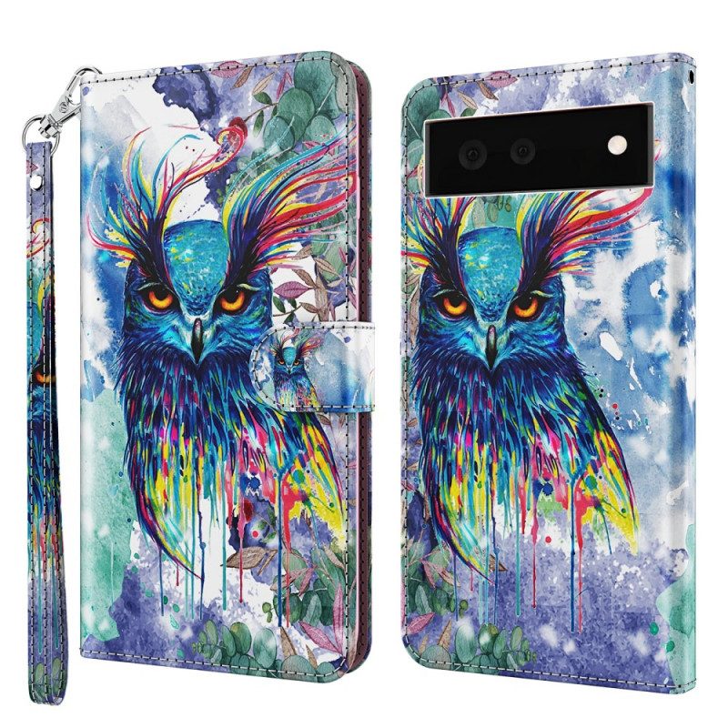 Leren Hoesje voor Google Pixel 6 Aquarel Vogel