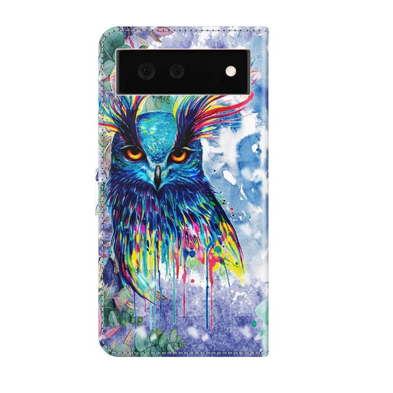 Leren Hoesje voor Google Pixel 6 Aquarel Vogel