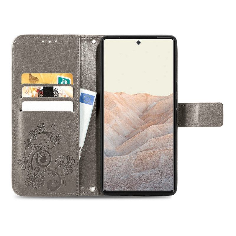 Leren Hoesje voor Google Pixel 6 Klavertje Vier