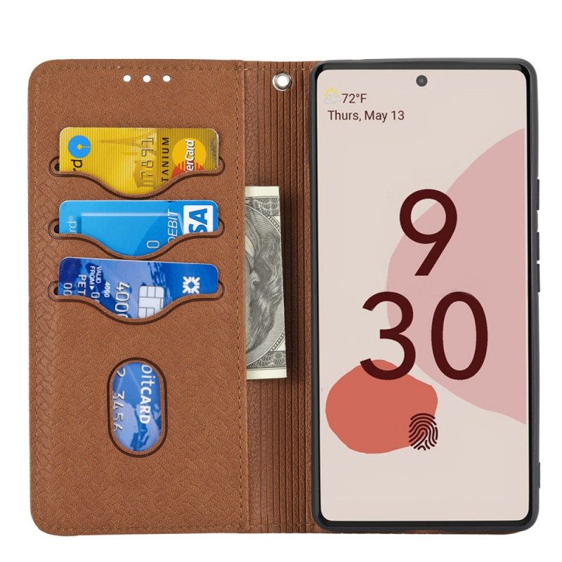 Leren Hoesje voor Google Pixel 6 Met Ketting Geweven Leren Stijl Met Bandjes