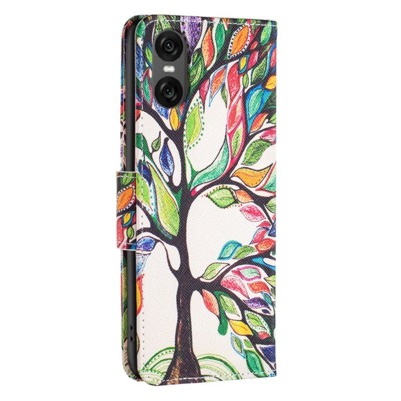 Flip Case Leren Sony Xperia 10 Vi Levensboom