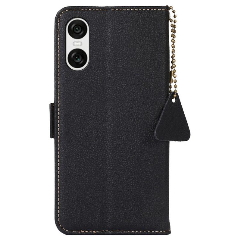 Flip Case Leren Sony Xperia 10 Vi Rfid-blokkeersleutelhanger