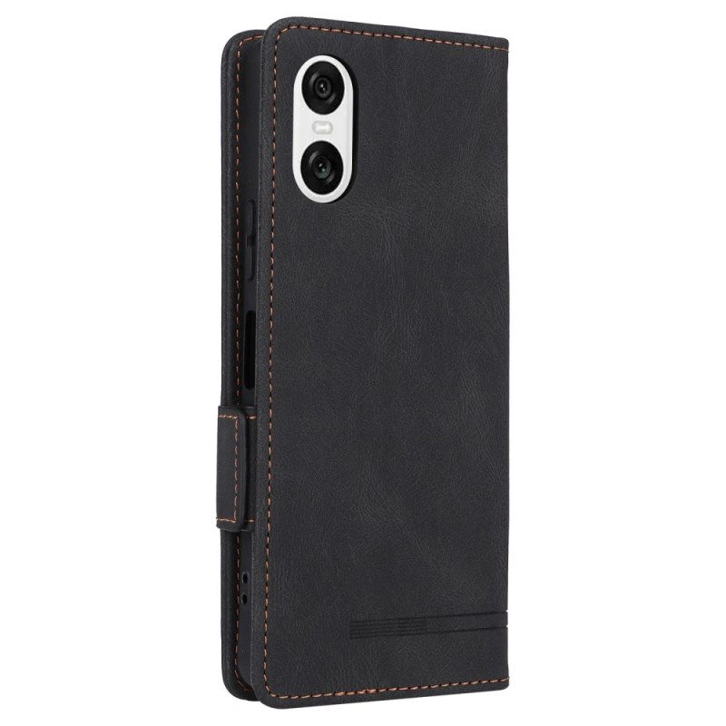 Flip Case Leren Sony Xperia 10 Vi Suède-effect In Retrostijl