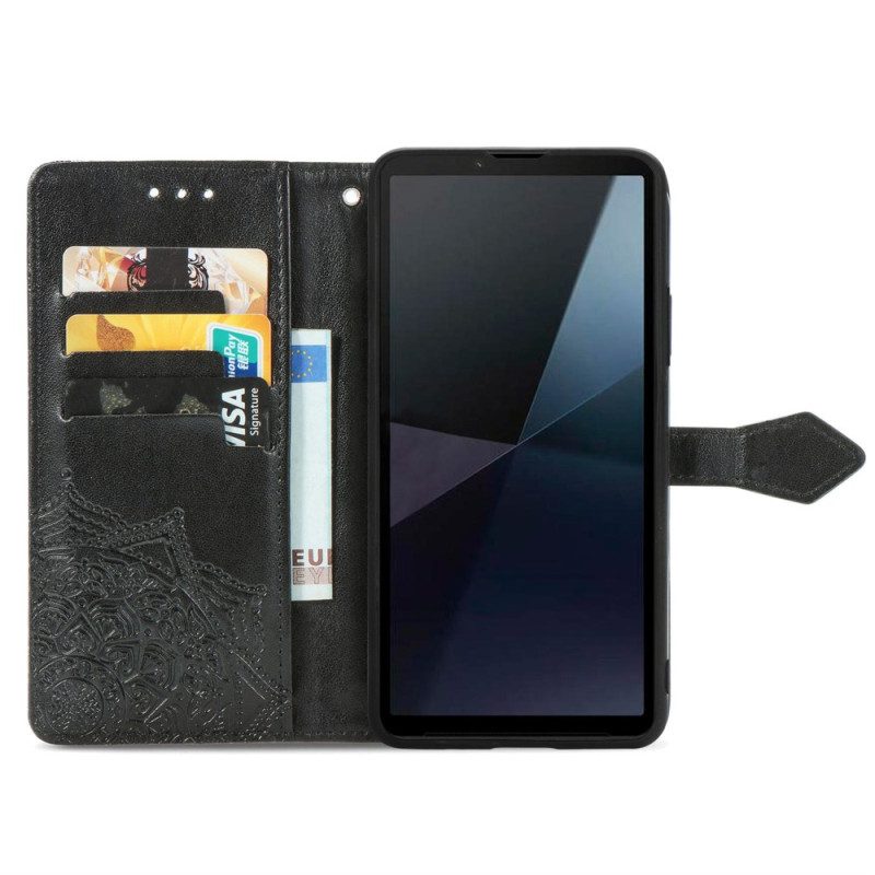 Folio-hoesje Sony Xperia 10 Vi Telefoonhoesje Barok Mandala Met Bandje