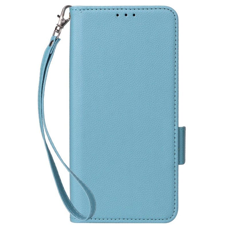 Folio-hoesje Sony Xperia 10 Vi Telefoonhoesje Dubbele Sluiting En Riem Met Litchi-textuur