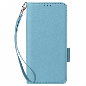 Folio-hoesje Sony Xperia 10 Vi Telefoonhoesje Dubbele Sluiting En Riem Met Litchi-textuur