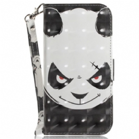 Leren Hoesje Sony Xperia 10 Vi Boze Panda Met Riem