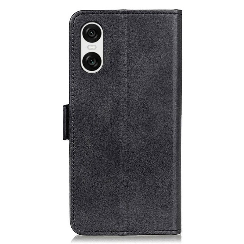 Leren Hoesje Sony Xperia 10 Vi Dubbele Sluiting Bescherming Hoesje