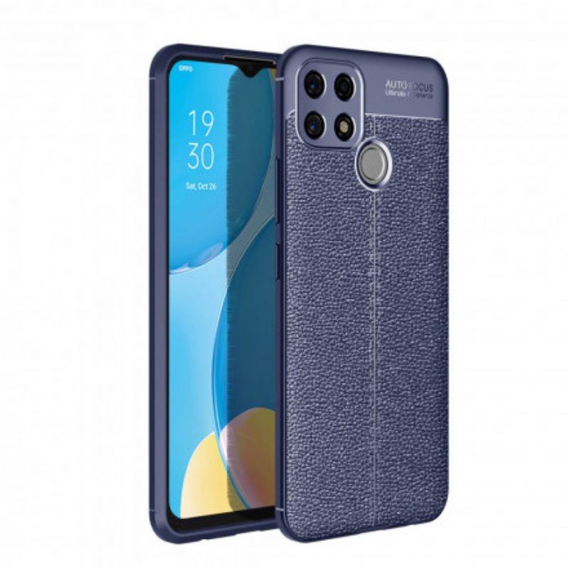 Hoesje voor Oppo A15 Ledereffect Litchi Dubbele Lijn