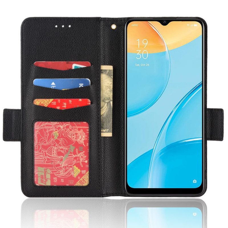 Leren Hoesje voor Oppo A15 Folio-hoesje Flap Double Litchi Nieuwe Kleuren