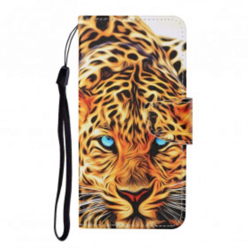 Leren Hoesje voor Oppo A15 Tijger Met Lanyard