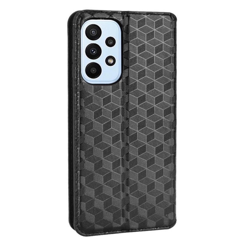 Bescherming Hoesje voor Samsung Galaxy M23 5G Folio-hoesje 3d Kubus Leereffect